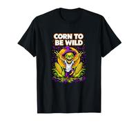 Corn To Be Wild Halloween Scarecrow Illustration Graphic Maglietta
