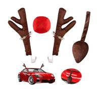 Corna di Renna per Auto, Auto Costume Renna, Decorazioni Corna per Au-to, Rudolph Decorazione Natalizia Au-to, con Corna, Naso Rosso, Coda, Decorazione Natalizia A-uto per A-uto, Camion, Furgone e SUV