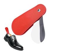 Corna di scarpe - Piccola da | corno di scape portatile | Cash di scare in acciaio inossidabile con coperchio in pelle PU | Aiutante per senior | Strumento di aiutante dei piedi per l'