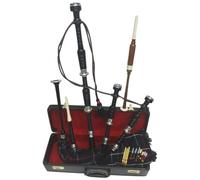 Cornamusa Great Highland con copertura in tartan Mackenzie e accessori, in palissandro nero, supporti in argento, custodia in legno, Chanter per prove gratuite