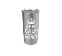 Cornamusa "Keep Calm and Play Bagpipes!", divertente design musicale Bicchiere termico in acciaio inox doppia parete