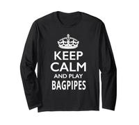 Cornamusa Keep Calm And Play Bagpipes!, Divertente Design Musicale Maglia a Manica
