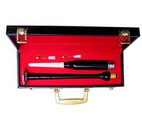 Cornamusa scozzese Highland pratica Chanter palissandro finitura nero e marrone con supporti argento e avorio cornamusa cantori (nero argento montaggi.2)