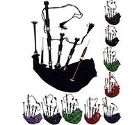 Cornamusa scozzese in palissandro o marrone finitura con supporti in tinta unita argento, borsa per il trasporto, drone, canne (nero, nero)