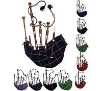 Cornamusa scozzese in palissandro o marrone finitura con supporti in tinta unita argento, borsa per il trasporto, drone, canne (nero, orgoglio della Scozia)