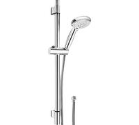 Cornat Comiso TECB3452 - Soffione doccia 100 mm, 5 tipi di getti normali, soft, massaggi, anticalcare e risparmio acqua, tubo da 150 cm, asta da 60 cm, cromato