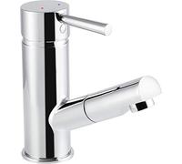 Cornat FUE15 - Rubinetto monocomando per lavabo "Fuerte" - corpo in ottone cromato - doccetta estraibile - con tubo di scarico/rubinetto ad alta pressione/rubinetto per bagno/lavandino / FUE15