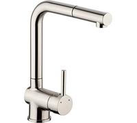 Cornat Livenne LIVE53 - Miscelatore monocomando per lavello in ottone di qualità, effetto acciaio inox, tubo estensibile e beccuccio girevole ad alta pressione