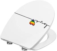 Cornat Love KSDSC106 Classic White Look con decorazione arcobaleno, facile da pulire, funzione Quick Up & Clean, meccanismo di chiusura morbida, coperchio WC