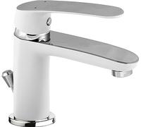 Cornat LUCW1 - Rubinetto monocomando per lavabo "Lucena", corpo in ottone di alta qualità, colore: Bianco/Cromato