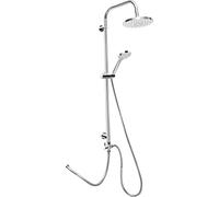 Cornat Neo TECBW3413 System - Set completo doccia con 5 tipi di soffione tondo cromato, getto normale, morbido e massaggiante, anticalcare con distanza tra i fori variabile