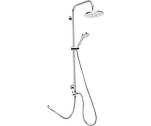 Cornat Neo TECBW3413 System - Set completo doccia con 5 tipi di soffione tondo cromato, getto normale, morbido e massaggiante, anticalcare con distanza tra i fori variabile