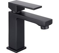Cornat Noir - Miscelatore monocomando per lavabo, Black Edition, corpo in ottone nero opaco, fissaggio senza fatica, con valvola di scarico a pressione, rubinetto per il bagno/rubinetto per lavabo/lavandino