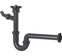 Cornat Rezyklat T317416R - Sifone tubolare per lavabo, 1 1/4 pollici x 32 mm, con attacco per dispositivo e valvola di scarico, realizzato in plastica riciclata, qualità tedesca
