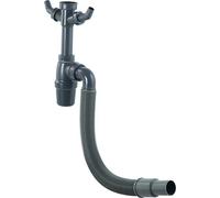 Cornat Sifone per lavabo Pollici - con Tubo Flessibile di Scarico e attacchi per dispositivi - Realizzato in plastica Riciclata - Imballaggio riciclabile / T353306R, Grigio, 1 1/2 Zoll x 40 mm