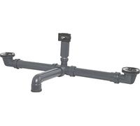 Cornat Rezyklat T354504R - Raccordo troppopieno per scarico lavello, reversibile, filettatura esterna da 1/2", in plastica riciclata, made in Germany, colore: grigio