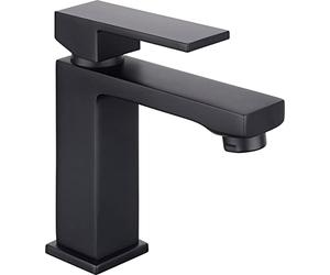 Cornat Rubinetto monocomando per lavabo "Noir", Black Edition, corpo in ottone nero opaco, fissaggio senza sforzo, con valvola di scarico a pressione, rubinetto per bagno, lavandino, NERSE1
