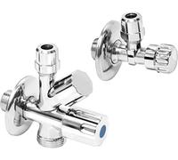 Cornat Set di valvole di collegamento per dispositivi, 2 pezzi, 1/2", AG - per il collegamento di lavaggio e lavastoviglie - con valvola antiriflusso - in ottone/valvola angolare/valvola per