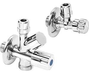 Cornat Set di valvole di collegamento per dispositivi, 2 pezzi, 1/2", AG - per il collegamento di lavaggio e lavastoviglie - con valvola antiriflusso - in ottone/valvola angolare/valvola per