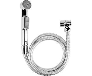 Cornat Set doccetta manuale per bidet, utilizzabile su rubinetto e valvola angolare, facile commutazione, include supporto da parete, cromato lucido, per doccia igienica, doccetta per WC, SA143.