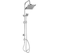 Cornat SA330103 Werkzeyt-Sistema Carballo, Cromato, soffione angolare e doccetta con 1 Getto ciascuno, Funzione anticalcare, Set Completo Doccia con Tubo Montante