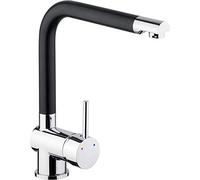Cornat Solana SOLS5 - Miscelatore monocomando per lavello, corpo in ottone di qualità, colore: Nero/Cromato con beccuccio girevole a 360°/alta pressione/rubinetto da cucina