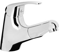 Cornat Stilo STIN15 - Miscelatore monocomando per lavabo, corpo in ottone cromato, scarico normale e doccetta estraibile, con scarico a saltarello, funzione ECO, rubinetto per lavabo