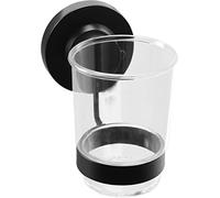 Cornat T3402661 T3402661-Supporto Design 3 in 1, per spazzolino da Denti & Co - 3 Diverse opzioni di Fissaggio con Ventosa, Cuscinetto Adesivo e Foratura, Nero (Opaco)