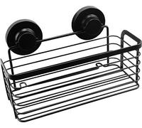 Cornat T3402721 - Cestino da doccia 3 in 1, extra grande e alto, per montaggio a parete, 3 diverse opzioni di fissaggio con ventosa, cuscinetto adesivo e foratura, colore: nero