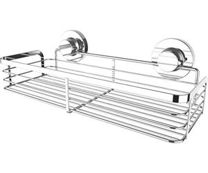 Cornat T340274 - Cestello doccia 3 in 1, extra lungo e piatto, per montaggio a parete, 3 diverse opzioni di fissaggio con ventosa, cuscinetto adesivo e fori, cromato