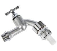 Cornat TEC304005 - Rubinetto con beccuccio per il collegamento di lavatrici e lavastoviglie, con valvola di ritegno e aeratore per tubi, parte superiore in ceramica di alta qualità, colore: Argento