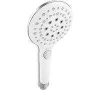 Cornat TECB3428 - Doccetta "Pecorino", diametro testa 129 mm, cromato/bianco, 3 tipi di getto: normale, morbido e massaggiante, anticalcare e inserto a risparmio idrico, per doccia e vasca da bagno