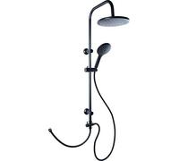 Cornat TECBE3302-Sistema Doccia Noir, Black Edition, soffione Rotondo con 3 Tipi di Getto: Normale e a spruzzo, anticalcare, Nero