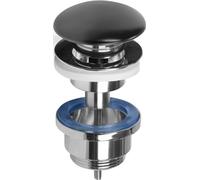 Cornat Valvola di scarico per lavabo, 1 1/4", Ø 66 mm, con funzione push-open, valvola pop-up, scarico lavandino, colore: nero opaco