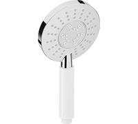 Cornat Vanezza New TECB3476 - Soffione a mano per doccia e vasca da bagno, cromato, 3 tipi, getto normale e morbido, anticalcare e a risparmio idrico, diametro 120 mm