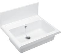 Cornat WAGB5500 - Lavello da parete con scarico e troppopieno, in plastica, 550 mm, 1 pezzo, colore: Bianco