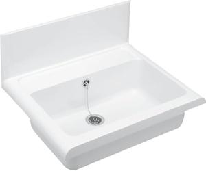 Cornat WAGB5500 - Lavello da parete con scarico e troppopieno, in plastica, 550 mm, 1 pezzo, colore: Bianco