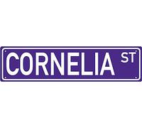 CORNELIA ST Targa in latta regalo per donne, cartello in alluminio per esterni, segnali stradali, grotta donna, segnali stradali, 40,6 x 10,2 cm, viola