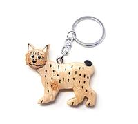 Cornelißen - Portachiavi in legno di lince, marrone, animale, legno, fatto a mano, unisex, per bambini, adulti