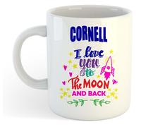 Cornell - I Love You To The Moon And Back Tazza Blu - Divertente Detto Valentine