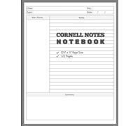 Cornell Notes Notebook: Cornell Note Paper Notebook for Students and Teachers. College Ruled Composition Paper for Taking Notes College Medium Lined. with white Simple Cover