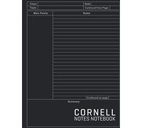 Cornell Notes Notebook: Cornell Style Note Taking Notebook for Students and Teachers with Simple Black Cover. College Ruled Composition Paper for Taking Notes