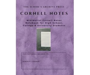 Cornell Notes Notebook: Minimalist Soft Lavender Suede Aesthetic Cornell Note Taking System | Large Grid Paper Journal by The Scribe's Archive Press for High School, College & University Students