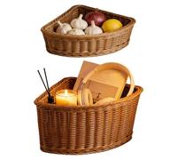 Corner Basket - Triangle Storage Organizer Bin, Space Saving Corner Hamper for Kitchen Bathroom Bedroom, Mesh Design with Handles, Easy Access, Ideal for Pantry Cabinet Countertop