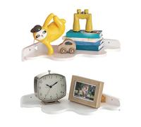 Corner Floating Shelf - Display Rack, 2 pezzi White Cloud Floating Storage Rack with Rope Holes, Wall Mounted Bookshelf | For Bathroom Bedroom Living Room Kitchen Office Nursery Laundry