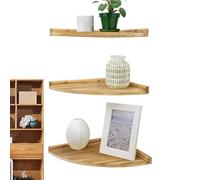 Corner Floating Shelves - Wooden 3 Tier Rustic Wall Mounted Storage Display Shelf, Space Saving Corner Rack for Bedroom Kitchen Living Room | Decorative Organizer Shelf for Plants Books Perfume Bathro