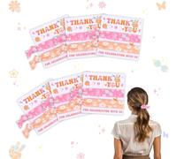 CORNER LACE 12 elastici per capelli a tema Groovy, rosa e arancione, per addio al nubilato, feste di compleanno, regali per proposte di damigella d'onore, ringraziamenti per festeggiare con noi