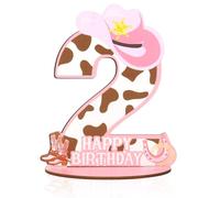 CORNER LACE Cowgirl 2 ° compleanno numero segno centrotavola, decorazione da tavolo in legno a tema occidentale rosa marrone, due anni felice compleanno feste foto puntelli forniture arredamento