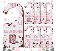 CORNER LACE Divisori per armadio per bambini, 8 pezzi, a tema cowgirl occidentale/rodeo selvaggio West a tema rodeo in legno, a doppia faccia, organizer per vestiti dalla nascita al bambino