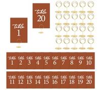 CORNER LACE Numeri da tavolo in terracotta da 1 a 20 con 20 segnaposto dorati, 10,2 x 15,2 cm, segnaposto su entrambi i lati, per matrimoni, compleanni, anniversari, addio al nubilato, baby shower